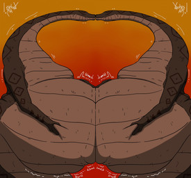 anthro apode belly belly_squish big_belly brown_arms brown_belly brown_body brown_stripes clone duo eyes_closed gay_kissing huge_belly kissing legless male male/male orange_background overweight rumbling_stomach serpentine simple_background squish stripes yauhasart draconcopode naga reptile scalie snake 2026 flat_colors hi_res watermark