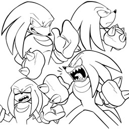 anthro clothing gloves handwear head_quills male markings naturally_unclothed pointy_nose screaming sharp_teeth solo teeth tongue wide-open_mouth shanzehpoo sega sonic_the_hedgehog_(series) knuckles_the_echidna echidna mammal monotreme 1:1 hi_res monochrome