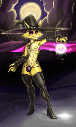 anthro areola armwear boots bulge cape clothing elbow_gloves eyeshadow femboy fingerless_gloves footwear gloves handwear hat headgear headwear high_heeled_boots high_heels jockstrap legwear magic magic_user makeup male mascara moon night nipple_piercing nipples outside piercing running_makeup running_mascara shoes sky smile solo standing star tail thigh_boots thigh_highs underwear witch_hat yellow_body jackofak nintendo pokemon abra generation_1_pokemon mammal pokemon_(species) 3:5 digital_media_(artwork) hi_res