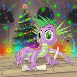 decoration detailed_background fangs feathers feral green_eyes holidays inside lights male plant scroll solo star tail teeth tongue tongue_out tree wood alexmakovsky christmas friendship_is_magic hasbro my_little_pony mythology spike_(mlp) dragon mythological_creature mythological_scalie scalie 1:1 2011 hi_res