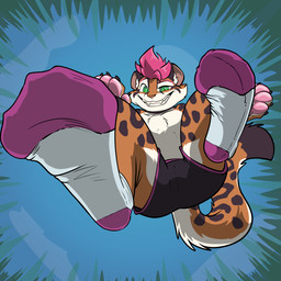 anthro black_body black_bottomwear black_clothing black_ears black_fur black_pants black_tail_tip bottomwear clothed clothing dipstick_tail eyebrows feet first_person_view foot_focus footwear fur green_eyes hair looking_at_viewer low-angle_view macro macro_focus male male_anthro markings multicolored_body multicolored_clothing multicolored_footwear multicolored_fur multicolored_socks orange_body orange_fur pants paws pink_clothing pink_eyebrows pink_footwear pink_hair pink_socks shorts shorts_only socks solo stomping_pov stomping_viewer stripes tail tail_markings tawny_body tawny_fur topless white_body white_clothing white_footwear white_fur white_socks worm's-eye_view akudrache mini_(miniminmins) felid feline leopard_cat mammal prionailurus 1:1 absurd_res hi_res male_(lore)