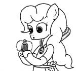 bottle clothing container earth_pony equid equine fan_character female feral ficficponyfic hasbro hope_blossoms_(colt_quest) horse mammal monochrome my_little_pony pony simple_background solo