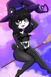 2:3 anthro batkini big_butt broom butt cleaning_tool clothing female hat headgear headwear hi_res jazzymongoose kenny_(kenashcorp) magic_user mammal solo thick_thighs witch witch_costume witch_hat