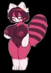 anthro areola big_breasts black_body black_fur breasts eyewear female fluffy fluffy_tail fondling fur glasses hand_on_breast holding_breast nipples nude paws pink_body pink_fur pink_nipples self_fondle short_stack solo tail thick_thighs white_body white_fur imaaahorny kirli ailurid mammal red_panda alpha_channel