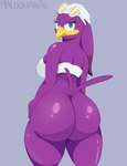 anthro big_butt blue_eyes bottomless breasts butt clothed clothing eyewear female huge_butt presenting presenting_hindquarters simple_background solo thick_thighs wide_hipped_female wide_hips maldoando sega sonic_riders sonic_the_hedgehog_(series) wave_the_swallow avian bird hirundinid mammal oscine passerine swallow_(bird) hi_res