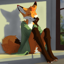 ambiguous_gender anthro belly biped black_nose bottomless bottomless_anthro bottomless_male brown_hands brown_paws brown_tail_tip chest_tuft claws clothed clothing digitigrade dipstick_ears dipstick_tail ear_markings ear_tuft eyelashes fur gloves_(marking) hair leg_markings looking_at_viewer male male_anthro markings multicolored_body multicolored_ears multicolored_fur orange_hair orange_markings orange_pawpads orange_tail pawpads pose red_ear_tips red_eyelashes sitting socks_(marking) solo sweater tail tail_markings three-quarter_view topwear tuft white_belly white_body white_chest white_claws white_fur yellow_eyes red_the_kitsune senko_(senko21) canid canine fox mammal 1:1 2025 digital_media_(artwork) full-length_portrait hi_res portrait shaded watermark