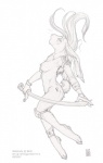 anthro breasts ear_piercing female female_symbol gender_symbol gender_symbol_tattoo holding_melee_weapon holding_object holding_sword holding_weapon melee_weapon nipple_piercing nipples nude piercing solo sword symbol tattoo warrior weapon shinigamigirl lagomorph leporid mammal rabbit