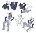 anthro biped boots bottomwear breasts clothed clothing dizzy duo eyewear eyewear_on_head featureless_breasts female footwear fully_clothed fur gender_transformation gloves goggles goggles_on_head goo_drip goo_transformation hair handwear high_heeled_boots high_heels kneeling long_hair looking_at_another lying male mind_control mtf_transformation muffled_speech nude on_back open_mouth pants satisfied_look shoes simple_background solo_focus species_transformation spread_legs spreading standing tail text topwear transformation transformation_sequence mxl mxl_(mxl) felid mammal pantherine tiger 2012 monochrome