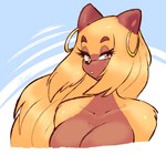 anthro big_breasts breasts cleavage clothed clothing ear_piercing ear_ring female hoop_ear_ring looking_at_viewer narrowed_eyes nude piercing ring_piercing solo jamoart bethany_(jamoart) capybara caviid mammal rodent bust_portrait hi_res portrait