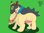 4:3 alternate_color anus balls bodily_fluids cum cum_in_pussy cum_inside doggystyle duo electrike female feral feral_on_feral from_behind_position generation_2_pokemon generation_3_pokemon genital_fluids genitals hi_res lina_(dozy) male male/female nintendo penis pokemon pokemon_(species) pussy quilava sex synge syngie