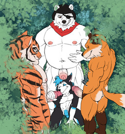 animal_genitalia anthro anthro_on_anthro armor athletic athletic_anthro athletic_male balls circumcised dominant dominant_anthro dominant_male erection eye_patch eyewear fellatio foreskin foursome genitals grin group group_sex half-erect headgear helmet high-angle_view humanoid_genitalia humanoid_penis kneeling kneeling_oral_position knot licking male male/male muscular muscular_anthro muscular_male nude nude_anthro nude_male oral orgy outside outside_sex overweight overweight_anthro overweight_male penile penis penis_lick scarf sex sheath smile standing stealth_sex submissive submissive_anthro submissive_male tail tongue tongue_out toony vein veiny_penis white_body kooparik epic_games fortnite fennix_(fortnite) loki_(itzloki) oscar_(fortnite) polar_patroller bear canid canine canis domestic_dog felid feline fox husky mammal nordic_sled_dog pantherine polar_bear red_fox siberian_husky spitz tiger true_fox ursine digital_drawing_(artwork) digital_media_(artwork) hi_res line_art