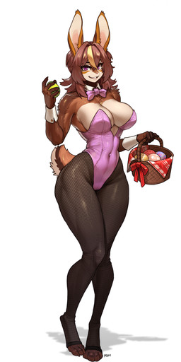 anthro basket biped breasts bunny_costume camel_toe claws clothed clothed_anthro clothed_female clothing container costume countershade_torso countershading easter_egg feet female fingers front_view fur hair holidays leotard looking_at_viewer navel navel_outline nipple_outline smile solo standing tail toes pgm300 easter bree_lightfoot_(spyglass8) lagomorph leporid mammal rabbit 2026 absurd_res digital_drawing_(artwork) digital_media_(artwork) hi_res