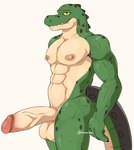 abs anthro areola athletic athletic_anthro athletic_male balls bedroom_eyes biceps big_balls big_penis big_tail black_body black_eyes black_scales black_spots erection genitals green_body green_scales huge_balls huge_penis humanoid_genitalia humanoid_penis long_tail looking_at_viewer male markings multicolored_body multicolored_scales muscular muscular_anthro muscular_male narrowed_eyes nipples nude pecs penis scales seductive sharp_teeth simple_background smile snout solo spikes spikes_(anatomy) spots spotted_body spotted_scales tail tan_body tan_scales teeth text vein veiny_penis yellow_sclera baxter7020 helm_(connivingrat) crocodile crocodilian reptile scalie 2023 absurd_res artist_name digital_drawing_(artwork) digital_media_(artwork) hi_res signature