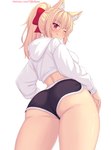 blonde_hair bottomwear breasts butt clothing dolphin_shorts female hair hoodie licking licking_lips one_eye_closed pupils red_eyes shorts simple_background slit_pupils solo tongue topwear white_background wink fastrunner2024 tiffy_(fastrunner2024) animal_humanoid cat_humanoid felid felid_humanoid feline feline_humanoid humanoid mammal mammal_humanoid 2025 hi_res