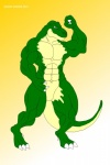 abs anthro athletic biceps biped claws flexing green_body green_skin grey_eyes grin male muscular muscular_anthro nude pecs pose scales smile solo standing tail toe_claws yellow_body yellow_skin maxime-jeanne thomas_carter dinosaur prehistoric_species reptile scalie theropod tyrannosaurid tyrannosauroid tyrannosaurus tyrannosaurus_rex 2013 2:3 absurd_res hi_res