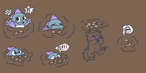 ambiguous_gender anthro asphyxiation bodily_fluids calling_for_help crying cyanosis death drowning exclamation_point peril quicksand sinking solo speech_bubble tears x_eyes quicksans bubble_bobble mythology square_enix taito dragon mythological_creature mythological_scalie scalie 2024 aliasing binary_drawing digital_drawing_(artwork) digital_media_(artwork) english_description hi_res sequence story story_in_description