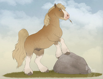 animal_genitalia bedroom_eyes blonde_mane blue_eyes cloud eyebrows feathering feral fully_sheathed fur genitals hooves leg_markings looking_at_viewer male male_feral mane markings narrowed_eyes outside quadruped raised_tail seductive sheath sky smile socks_(marking) solo standing tail tan_body tan_fur tan_tail unguligrade white_body white_fur fenn.perrox caro_(fenn.perrox) belgian_draft_horse draft_horse equid equine horse mammal 2026 digital_drawing_(artwork) digital_media_(artwork) hi_res