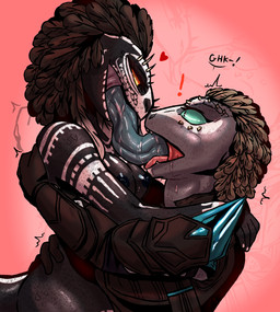 anthro armor bedroom_eyes big_tongue blue_tongue breasts deep_kiss duo extreme_french_kiss feather_hair feathers female female/female french_kissing hand_on_back hug kissing long_tongue looking_at_another markings narrowed_eyes neck_bulge nude oral oral_penetration penetration pink_background pink_tongue pseudo_hair seductive sex simple_background straddling surprised thick_tongue tongue tongue_in_mouth tongue_in_throat henyoki microsoft the_elder_scrolls the_elder_scrolls_online fan_character finds-nothing-impossible situth_(varlastreak) argonian scalie hi_res