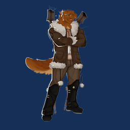 anthro belt_buckle boots brown_body brown_fur buckle clothing coat collared_shirt cowboy_boots crossed_arms dress_shirt facial_hair facial_scar footwear fur fur_trim_(clothing) green_eyes hair_strands khaki_pants machine male mustache necktie net pom_poms ranged_weapon rim_light scar shirt shoes slicked_back_hair smile solo stubble topwear weapon cerberussenn teddy_williams_(cerberussenn) bird_dog canid canine canis domestic_dog hunting_dog mammal nova_scotia_duck_tolling_retriever retriever 1:1 absurd_res hi_res