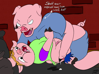 age_difference alley alternate_species anthro duo erection forced genitals hooves male male/male penis rape sex size_difference slightly_chubby teeth text young young_anthro sandune cartoon_network clarence_(series) clarence_wendle domestic_pig mammal suid suine sus_(pig) 4:3 broken_language english_text hi_res source_request