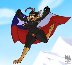 anthro areola barefoot big_areola big_breasts big_nipples bikini bikini_bottom bikini_top breasts chilean_flag clothed clothing feet female huge_areola huge_breasts huge_nipples micro_bikini nipples open_mouth open_smile pubes smile soles solo swimwear two-piece_swimsuit sevsartcave sev_(batartcave) bat mammal 2025 absurd_res hi_res