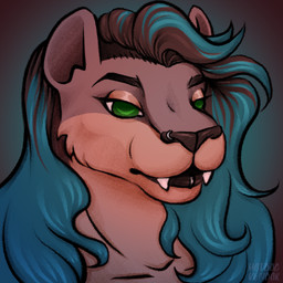 anthro dyed_mane facial_piercing fangs female lip_piercing lip_ring nose_piercing piercing ring_piercing solo teeth hotdogvendor maire_(nightingkay) felid lion mammal pantherine 1:1 absurd_res hi_res