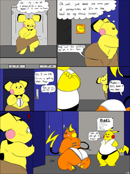 anthro being_watched big_butt black_bottomwear black_clothing black_ear_tips black_hair black_jockstrap black_markings black_sclera black_tail black_tail_tip black_underwear bottomwear brown_arms brown_ear_tips brown_markings brown_toes butt clothed clothing crossed_arms dialogue dipstick_ears dipstick_tail dripping dripping_wet ear_markings exclamation_point flexing flirting group gym hair hands_behind_back holding_clothing holding_object holding_underwear jewelry jockstrap kneeling kneeling_on_ground lock locker locker_room looking_at_another male male/male markings mostly_nude motion_lines multicolored_ears narrowed_eyes necklace onomatopoeia orange_body page_number pawpads pink_cheeks poster red_cheeks school shirt shocked shower shower_room simple_background sound_effects speech_bubble squiggle_mouth stairs tail tail_markings text thick_thighs thinking thought_bubble topless topwear towel towel_around_waist towel_only trio underwear underwear_only white_bottomwear white_clothing white_eyes white_shirt white_topwear white_underwear wide_hips yellow_body yellow_cheeks yellow_eyes yellow_pawpads yellow_tail_tip chonkymouse nintendo pokemon pace_(blastoiseanimator) pedro_(blastoiseanimator) riley_(blastoiseanimator) generation_1_pokemon generation_2_pokemon pichu pikachu pokemon_(species) raichu 2023 3:4 absurd_res colored comic digital_media_(artwork) english_description english_text flat_colors hi_res