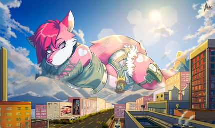 clothing costume female fully_rendered general_support_tier intersex landscape macro mega tilliethefox pulchra mihoyo zenless_zone_zero canid canine fox mammal big_(disambiguation) invalid_tag absurd_res hi_res