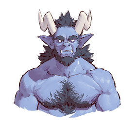 2_horns beard blue_beard blue_body blue_eyebrows blue_facial_hair blue_hair empty_eyes eyebrows facial_hair front_view hair head_horn horn humanoid_pointy_ears looking_at_viewer male open_mouth pointy_ears simple_background solo thick_eyebrows tusks underbite white_background white_eyes kingarthur_i humanoid 2023 colored digital_drawing_(artwork) digital_media_(artwork) half-length_portrait portrait