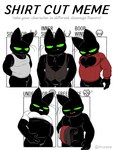 anthro armpit_hair black_body black_fur body_hair cleavage_cutout clothed clothing cutout featureless_crotch fur green_eyes male shirt tank_top topwear vest nemhippie cartoon_network mao_mao:_heroes_of_pure_heart shirt_cut_meme sheriff_mao_mao_mao domestic_cat felid feline felis mammal hi_res meme