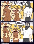 5_fingers anthro areola beard black_hair black_sclera blush bottomwear breasts brown_areola brown_body brown_fur brown_nipples butt clothed clothed_human clothed_male clothing dialogue facial_hair female fingers front_view fully_clothed fully_clothed_human fully_clothed_male fur genitals group hair looking_at_another looking_at_viewer male mustache navel nipples nude nude_anthro nude_female pussy red_eyes smile teeth text topwear trio the_man nintendo pokemon the_man_(character) generation_4_pokemon human lopunny mammal pokemon_(species) 2025 absurd_res digital_media_(artwork) english_text hi_res