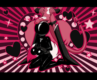 abstract_background ambiguous_gender anthro ball_hood bdsm big_penis biped black_bars bodysuit bondage bound clothed clothing dipstick_tail dominant dominant_male duo encasement erection foreskin fur genitals gimp gimp_suit heart_background heart_symbol holidays latex latex_bodysuit latex_clothing latex_skinsuit long_tail male markings multicolored_body multicolored_fur penis red_body red_fur restraints simple_background skinsuit submissive tail tail_markings tight_clothing two_tone_body two_tone_fur vein veiny_penis white_body white_fur stockingfan hellaverse helluva_boss valentine's_day blitzo_(helluva_boss) demonstricen ambiguous_species demon 2023 digital_media_(artwork) hi_res letterbox