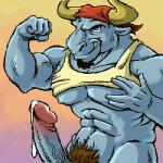 anthro big_muscles big_penis bovine cattle cum facial_hair furryrevolution horn male mammal minotaur muscles penis solo
Rating: Explicit
Score: 3
User: Vinea
Date: February 01, 2014