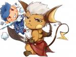 anthro doll duo frown knife looking_at_viewer ナミ fate_(series) nintendo pokemon type-moon archer_emiya lancer_cu_chulainn_child_of_light generation_1_pokemon pokemon_(species) raichu 4:3