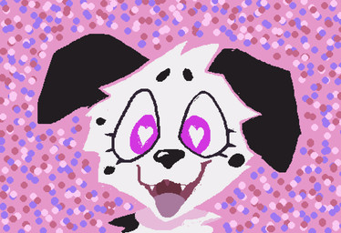 black_ears black_nose black_spots dotted_background female feral floppy_ears folded_ears fur markings open_mouth open_smile pattern_background simple_background smile solo spots spotted_body spotted_fur toony white_body white_fur demensa canid canine canis dalmatian domestic_dog mammal 2025 headshot_portrait portrait