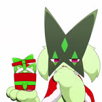 3_fingers ambiguous_form ambiguous_gender anthro bar_emanata black_body black_claws black_fur blush box christmas_clothing christmas_headwear christmas_present claws clothed clothing container daww duo emanata facial_markings facial_tuft finger_claws fingers fur gift green_body green_fur green_markings handpaw happy hat head_markings headgear headwear holding_object holidays in_box in_container larger_ambiguous looking_at_viewer magic_trick markings monotone_body monotone_fur multicolored_body multicolored_fur neck_tuft open_mouth open_smile pawpads paws pink_pawpads pupils red_eyes santa_hat simple_background sitting_in_box size_difference smaller_ambiguous smile smiling_at_viewer tuft white_background tontaro christmas nintendo pokemon felid generation_9_pokemon mammal meowscarada pokemon_(species) sprigatito 1:1 2022 2d_animation animated digital_media_(artwork) frame_by_frame no_sound shaded short_playtime simple_shading webm