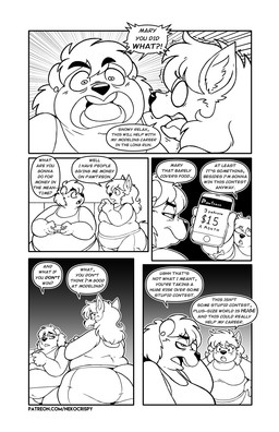 5_fingers 5_panel_comic annoyed anthro belly belly_peeking_out big_belly big_breasts big_butt black_line_art border bottomwear breasts butt cellphone clothed clothing controller dialogue duo ear_piercing electronics eyebrow_through_hair eyebrows eyelashes female fingers flash_bubble fully_clothed fur furniture game_controller gaming gradient_background hair hand_on_hip holding_cellphone holding_controller holding_game_controller holding_object holding_phone holding_smartphone index_to_index inner_ear_fluff long_hair medium_hair mouth_closed narrowed_eyes obese obese_anthro obese_female on_sofa overweight overweight_anthro overweight_female pants phone piercing playing_video_game screaming shirt simple_background sitting sitting_on_sofa smartphone snout sofa speech_bubble standing surprised tail talking_to_another tank_top teeth text tongue topwear translucent translucent_hair tuft white_border nekocrispy mary_blissany snow_polaroski bear canid canine canis domestic_dog mammal polar_bear ursine 2023 comic digital_media_(artwork) english_text greyscale hi_res monochrome url