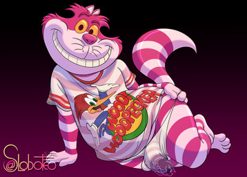 anthro bodily_fluids bottomless bottomless_anthro bottomless_male clothed clothing cum cum_drip dripping genital_fluids inviting_to_sex male smile smiling_at_viewer solo underwear wet wet_clothing conditional_dnp lobofeo alice_in_wonderland the_woody_woodpecker_show universal_studios cheshire_cat woody_woodpecker domestic_cat felid feline felis mammal absurd_res hi_res