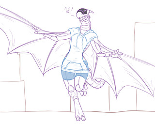 anthro bottomwear clothing happy hoodie male paws propatagium shorts skipping solo spread_wings tail tight_bottomwear tight_clothing tight_shorts topwear winged_arms wings conditional_dnp samagthrav2 synth_dragon_(levarath) synth_(vader-san) absurd_res hi_res