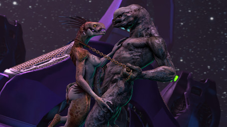 3_fingers anthro arm_quills bedroom_eyes breasts butt chain chain_leash claws collar collar_only digitigrade dominant dominant_male duo erection eye_contact female finger_claws fingers genitals hand_on_butt hand_on_chest hand_on_leg hand_on_thigh holding_chain holding_leash holding_object humanoid_genitalia humanoid_penis interspecies larger_male leash leashed_collar licking licking_lips licking_own_lips looking_at_another male male/female narrowed_eyes night non-mammal_breasts nude outside penis pupils quill_hair seductive sharp_teeth side_boob size_difference sky slit_pupils small_tail smaller_anthro smaller_female star starry_sky submissive submissive_anthro submissive_female tail teeth tongue tongue_out yellow_eyes maaarked_one darkflash23_(modeler) pickle_juice_(modeler) halo_(series) microsoft xbox_game_studios alien ibie'shan kig-yar sangheili scalie 16:9 3d_(artwork) colored digital_media_(artwork) hi_res widescreen