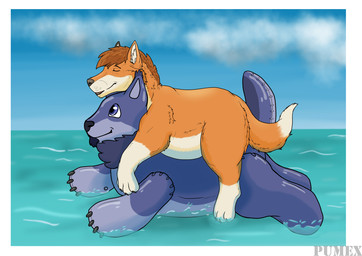 big_butt britishfoxy butt feral inflatable inflatable_ride inflatable_toy inflation male overweight overweight_male solo pumex canid canine canis fox mammal wolf hi_res