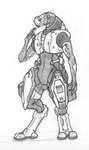 armor big_butt bodysuit butt butt_from_the_front camel_toe clothed clothing male mottled mottled_body skinsuit solo tight_clothing charbold halo_(series) microsoft xbox_game_studios fan_character alien humanoid sangheili scalie monochrome