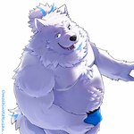 anthro belly blue_briefs blue_clothing blue_eyes blue_underwear briefs bulge clothing fur hair male moobs navel overweight ponytail solo standing underwear white_body white_fur omochiwotakusan lifewonders live_a_hero yohack canid canine canis domestic_dog mammal nordic_sled_dog samoyed spitz better_version_at_source