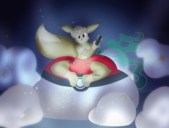 anthro balled_up_diaper diaper excessive_feces feces gaming hyper hyper_feces male sitting smelly smug soiled stink_fumes stink_lines unclean_diaper used_diaper wreathen nintendo pokemon poli_the_eevee eevee generation_1_pokemon pokemon_(species) absurd_res hi_res huge_filesize