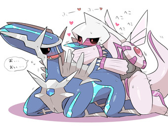 armor armwear bite black_sclera blue_body blush bodily_fluids clothing diamond_(gem) duo female feral fin gem headgear heart_symbol helmet long_tail male male/female pearl_(gem) pink_body pink_wings red_eyes shoulder_pads sweat tail text thrusting wings gngmrkas kkkkkkasgai mythology nintendo pokemon dialga dragon generation_4_pokemon legendary_pokemon mythological_creature mythological_scalie palkia pokemon_(species) scalie 4:3 translated incest_(lore)