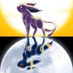 ambiguous_gender contrast day duality duo feral moon night purple_eyes quadruped red_eyes split_screen sun symmetry tail tsu_ji nintendo pokemon eeveelution espeon generation_2_pokemon pokemon_(species) umbreon 1:1 2009 digital_media_(artwork) hi_res