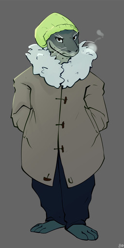 anthro barefoot beanie brown_eyes clothed clothing feet female grey_background grey_body grey_skin hand_in_pocket hat headgear headwear looking_at_viewer markings pockets simple_background solo spots spotted_body toes whiskers white_whiskers fizzpop chell_(fizzpop) aquatic leopard_seal mammal pinniped seal 2024 hi_res signature