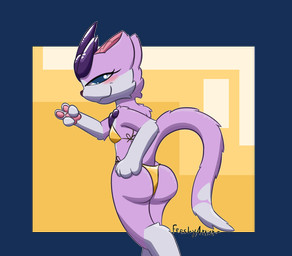 :3 anthro bedroom_eyes bikini bikini_thong bikini_top blush butt clothing countershading digitigrade female fur gold_bikini hand_on_butt narrowed_eyes orange_background pawpads paws pink_body pink_fur presenting presenting_hindquarters seductive simple_background solo swimwear tail transparent_background two-piece_swimsuit white_body white_countershading feeshyartist miu_(feeshyartist) felid feline mammal philikkahn 2025 alpha_channel hi_res signature female_(lore)