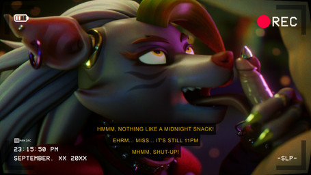 anthro camera_view collar duo ear_piercing ear_ring fellatio female machine male male/female oral penile piercing ring_piercing sex spikes text tongue maniac_ed mayosplash_(modeler) five_nights_at_freddy's five_nights_at_freddy's:_help_wanted five_nights_at_freddy's:_security_breach scottgames steel_wool_studios roxanne_wolf animatronic canid canine canis human mammal robot wolf 16:9 2025 3d_(artwork) digital_media_(artwork) english_text hi_res widescreen