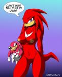 annoyed anthro black_nose blue_eyes breasts crossgender dialogue eyelashes female fur genitals gradient_background hair mtf_crossgender navel nipples nude plushie purple_eyes pussy red_body red_fur red_hair simple_background solo text yiffmasters sega sonic_the_hedgehog_(series) ugandan_knuckles knuckles_the_echidna echidna mammal monotreme 2018 english_text meme